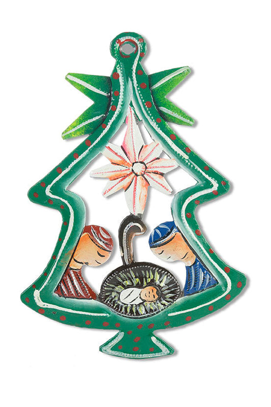 Painted Tree Nativity Ornament