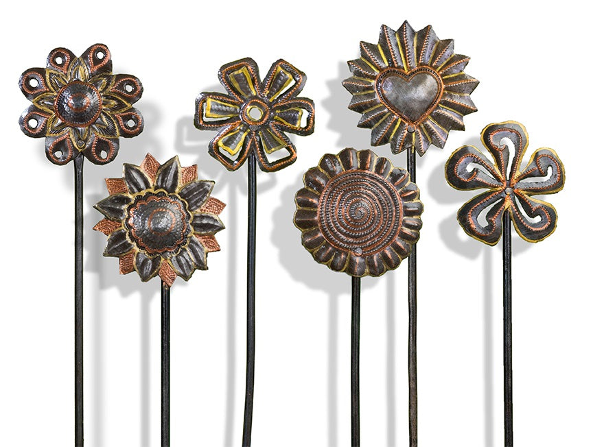 Flower Power Painted Floral Picks (Set of 6)